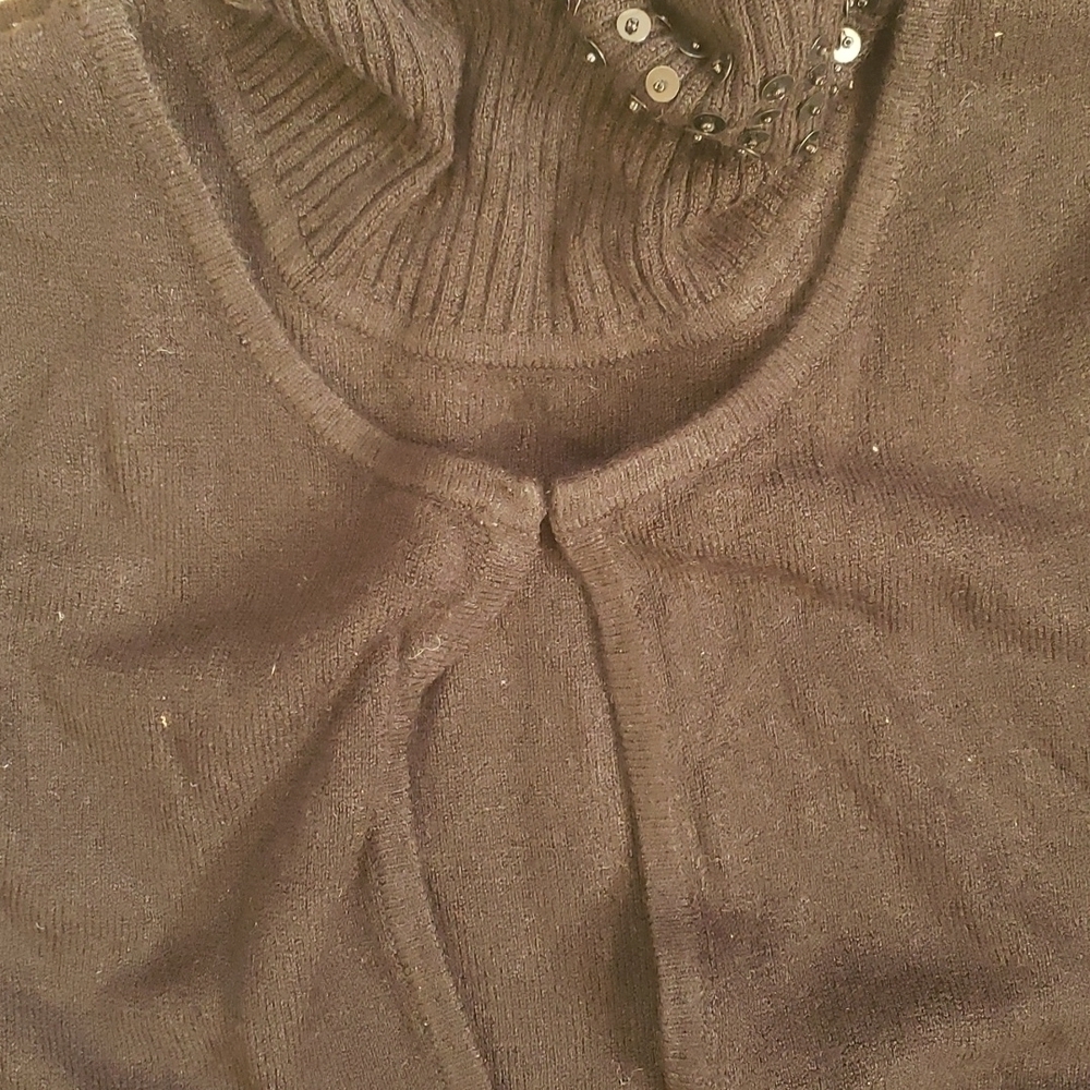𝅺NORTON McNaughton sweater women's size large NWT cowl neck sequin neck and hem - Picture 4 of 6